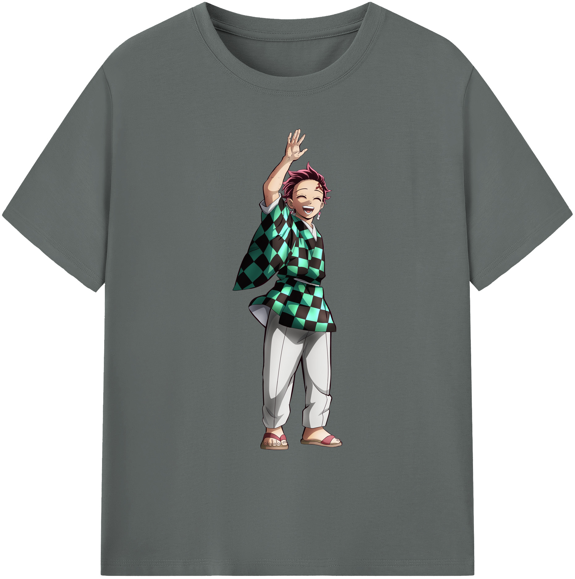 （画像用） 鬼滅の刃 竈門 炭治郎／かまど たんじろう Kamado Tanjirou 綿100％ メンズ半袖Tシャツ｜肌触りやわらか＆通気性